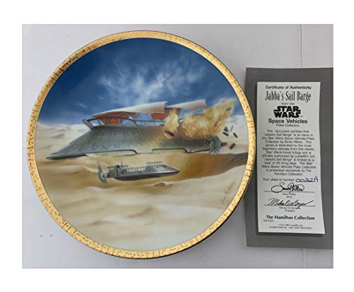 Vintage Hamilton 1997 Star Wars Series Space Vehicles Plate Collection - Jabbas Sail Barge - Limited Edition Collectors Plate - Shop Stock Room Find