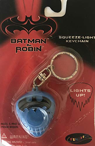 Vintage 1997 Batman & Robin Squeeze Light Up Keychain - New On Card - Shop Stock Room Find