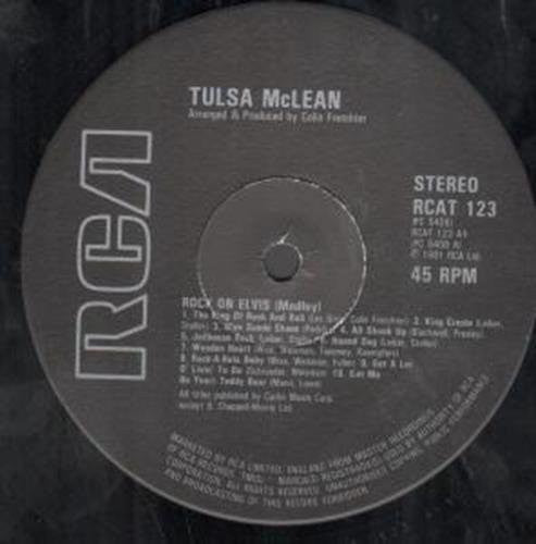 Tulsa Mclean 12" Vinyl Single Record. A Side: Rock On Wit Elvis (Medley), B Side: Rock On With Elvis (Medley 2) RCA Records Label 1981., 12" inch vinyl Single Record