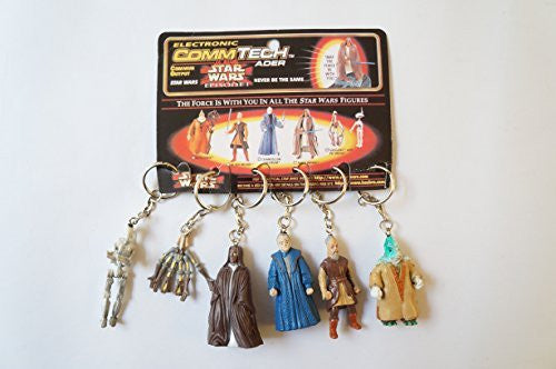 Vintage 1999 Star Wars Episode I The Phantom Menace Action Figure Keyring Set of 6 Figures On The Original Card - Brand New Shop Stock Room Find