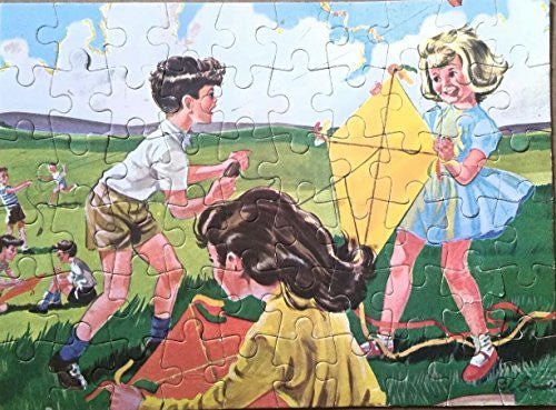 Vintage 1960's Ranger Jigsaw 60 Piece Fully Interlocking Jigsaw Puzzle By Tower Press London Ltd - Kites In The WInd - Complete In The Original Box