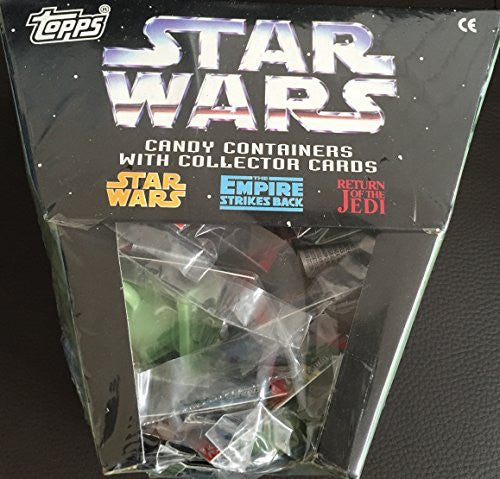 Star Wars Topps Sealed Box Of 12 Candy Containers With Collector Cards Including Yoda, Chewbacca, C-3PO & Darth Vader New And Sealed Shop Stock Room Find
