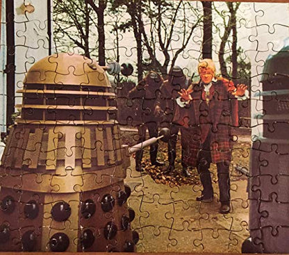 Vintage 1972 Dr Doctor Who Pleasure Products 100 Piece Jigsaw Puzzle Number 3, Doctor Who (Jon Pertwee) And The Daleks - Factory Sealed Shop Stock Room Find