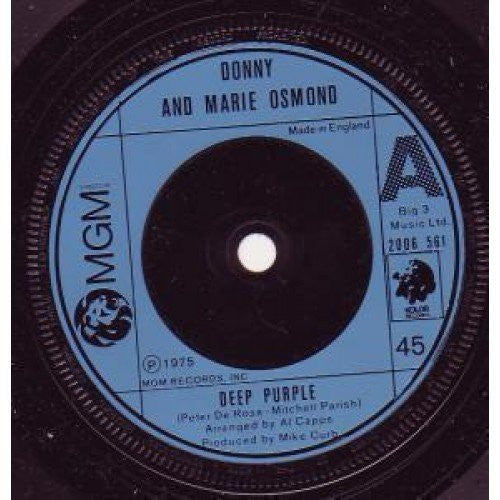 Donny And Marie Osmond - A.Side - Deep Purple, B.Side - Take Me Back Again MGM Records Label 1974, 7 inch vinyl Single