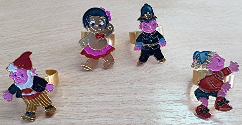 Vintage 1975 Edco Series Noddy Rings - Including Noddy, Big Ears, PC Plod & Tubby Bear New Shop Stock Room Find Mint Condition