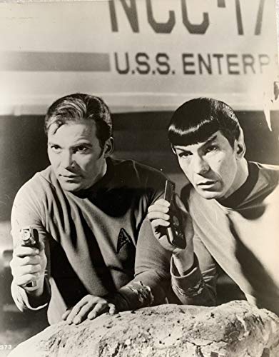 Star Trek Vintage The Original Series William Shatner And Leonard Nimoy AKA Captain James T Kirk and Mr Spock 10 x 8 Inch Original Promo B & W Photograph