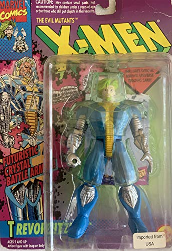 ToyBiz Year 1994 Marvel Comics X-MEN X-Force Series 5 Inch Tall Action Figure - The Evil Mutants TREVOR FITZROY with Snap On Futuristic Crystal Battle Body Armor Plus Bonus Official Marvel Universe Trading Card