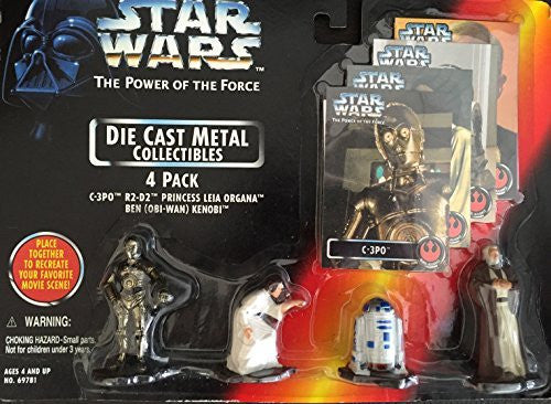 Vintage Kenner 1995 Star Wars The Power Of The Force Die Cast Metal Collectibles 4 Pack Action Figure Set - Factory Sealed Shop Stock Room Find