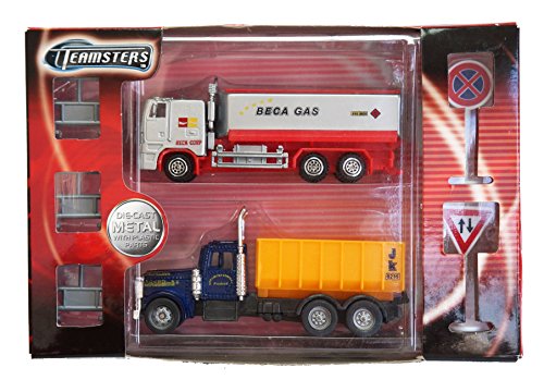 Trucks Playset Teamsters Die-Cast Metal Twin Pack - Dump Truck & Gas Truck Shop Stock Room Find