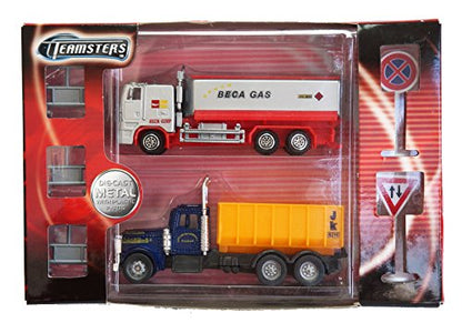 Vintage Teamsters Die-Cast Metal Trucks Playset - Twin Pack - Dump Truck &amp; Gas Truck Brand New Shop Stock Room Find