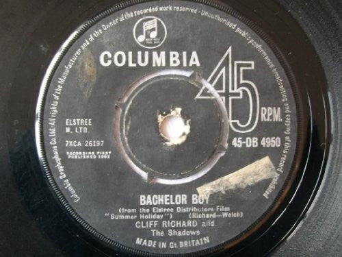Cliff Richard A.Side Bachelor Boy, B.Side The Next Time, Colombia Records Label 1962, 7 inch vinyl Single Record