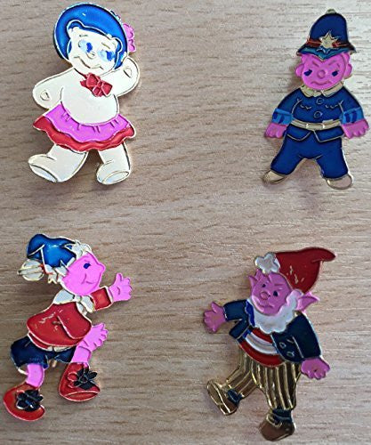 Vintage 1975 Edco Series Noddy Broches - Including Noddy, Big Ears, PC Plod & Tubby Bear New Shop Stock Room Find Mint Condition