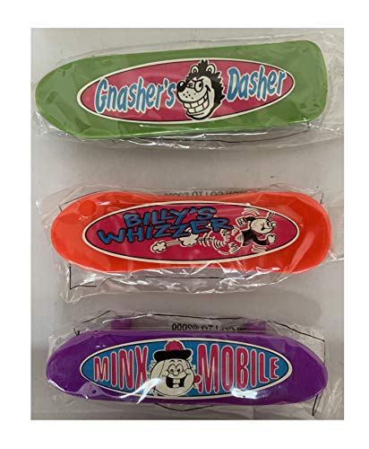 Finger Skateboards Vintage DC Thomson Co Ltd 2000 Set Of Three The Beano Purple Minx Mobile, Green Gnashers Dasher & Red Billys Whizzer Factory Sealed Shop Find