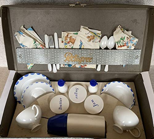 Vintage Pedigree 1950's Toy Dolls Picnic Set - Inside Picnic Case - Fantastic Condition