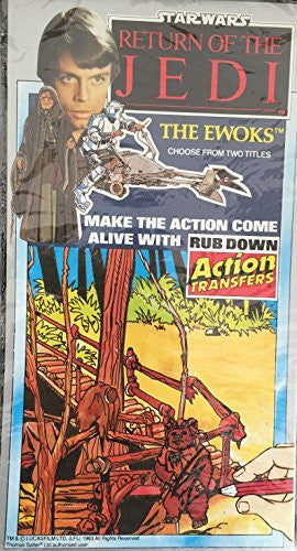 Vintage Star Wars Return Of The Jedi The Ewoks Mini Rub Down Action Transfers Kit - Including Transfers And Ewok Forest Background Card Brand New Factory Sealed