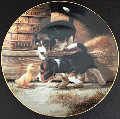 Vintage 1987 The Hamilton Collection Puppy Playtime Limited Edition Collectable Plate - Getting Acquainted By Jim Lamb - Shop Stock Room Find
