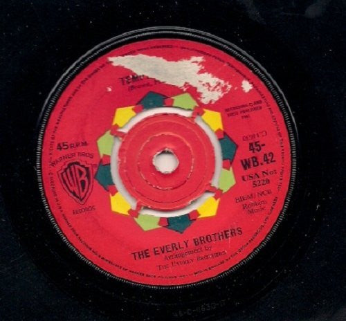 The Everly Brothers A.Side Temptation, B.Side Stick With Me Baby, Warner Bros Records Label 1961 7" Vinyl Single Record