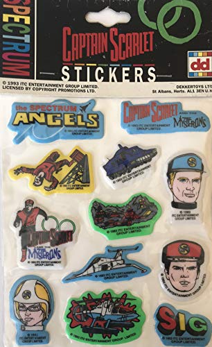 Vintage 1993 Gerry Andersons Captain Scarlet And The Mysterons Spectrum Vinyl Sticker Set 2 - Dekkertoys Ltd 1993 - Shop Stock Room Find