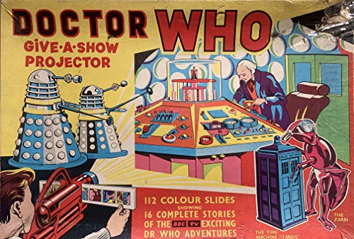 DOCTOR WHO Vintage 1965 Chad Valley Dr Give A Show Projector Set Fully Working And Complete In The Original Box. Includes 112 Colour Slides Showing 16 Complete Stories Ultra Rare