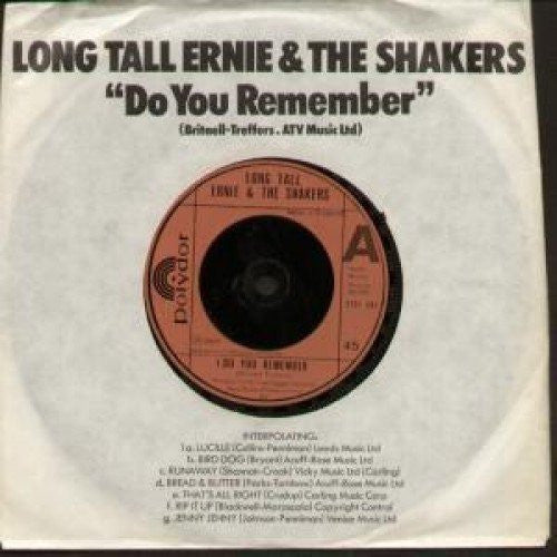 Long Tall Ernie And The Shakers A. Side, Do U Remember, B.Side Cocktails At Midnight, Polydor Records Label 1977, 7 inch vinyl Single Record