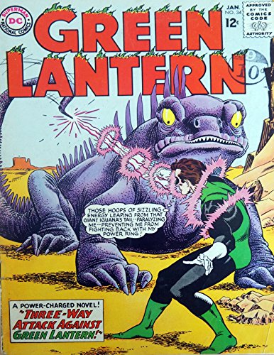Vintage Very Rare DC Comics The Green Lantern - Featuring Three Way Attack Against Green Lantern - Comic Issue No. 34 - January 1965 - Ex Shop Stock [Unknown Binding]
