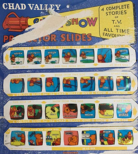 Give A Show Vintage 1966 Chad Valley Projector Slides Set Of 4 Complete Stories Featuring Winnie The Pooh And Friends No.s 193 / 194 / 195 / 196 - Fantastic Condition On The Original Board