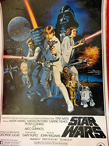 Vintage 1997 Star Wars A New Hope Laminated Movie Poster Measures 24 x 17 inches - Former Shop Display Item