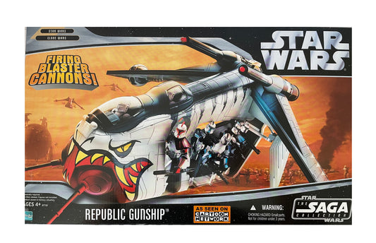 Vintage 2006 Star Wars - The Saga Collection - The Clone Wars - Republic Gunship In Tiger Shark Decoration