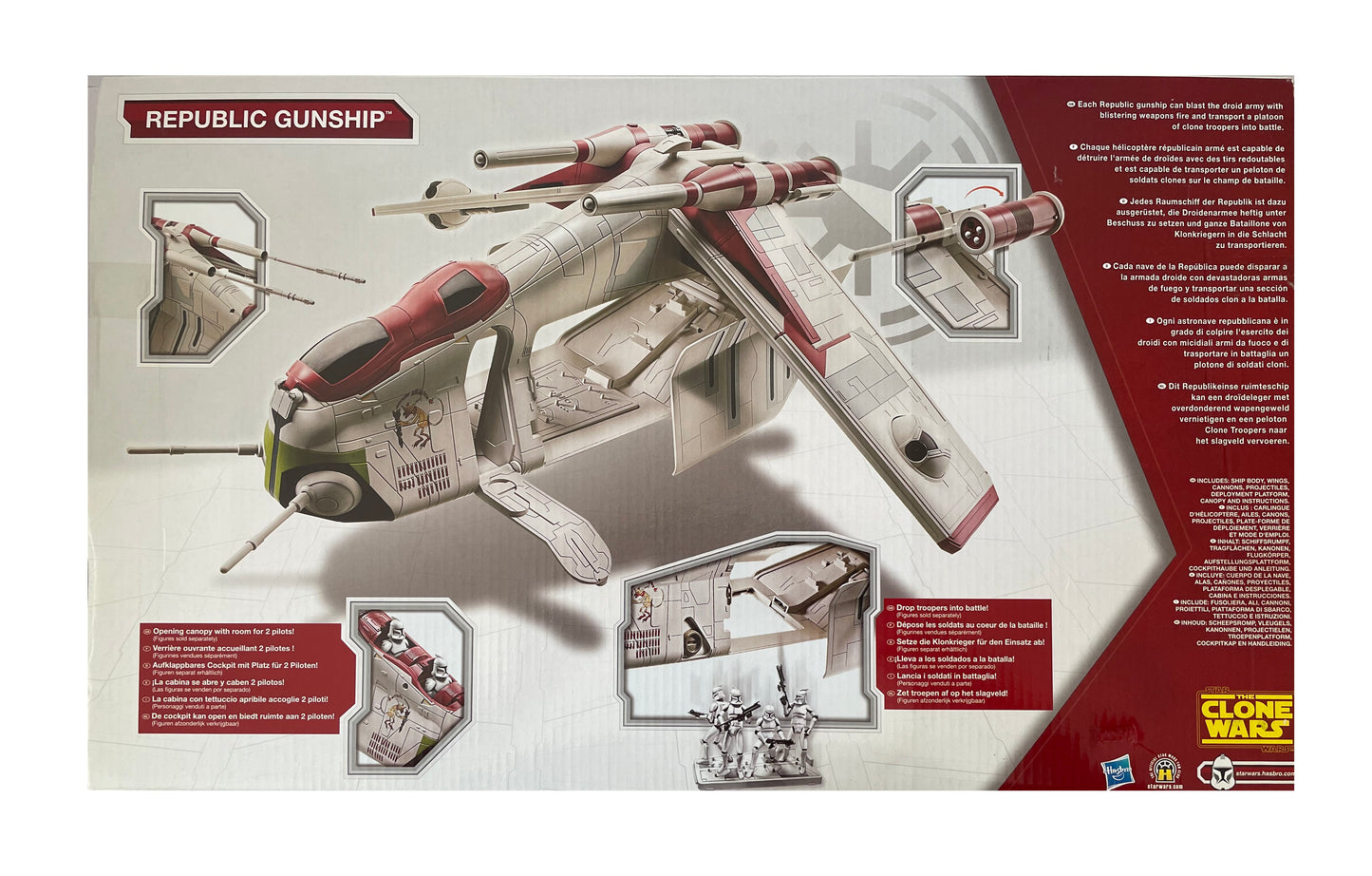 Vintage 2009 Star Wars The Clone Wars - Toys R Us Exclusive - Republic Gunship Bomber With Closable Panels