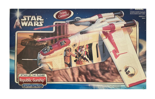Vintage 2002 Star Wars Attack Of The Clones - First Release Republic Gunship With Real Firing Cannons
