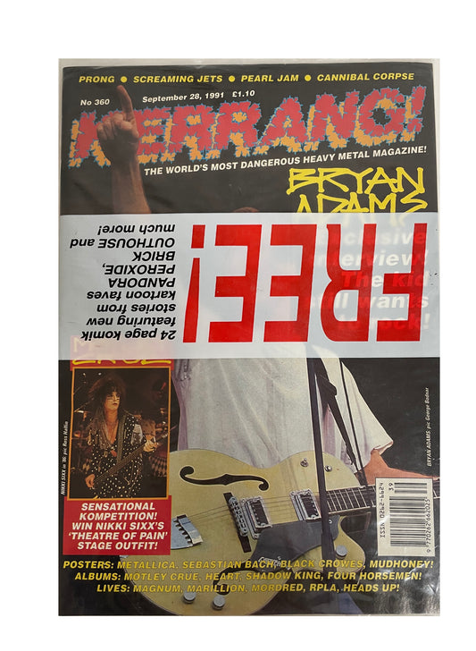 Vintage 1991 Kerrang - The Worlds Most Dangerous Heavy Metal Magazine Number 360 - With The Free Kerrang Komik - September 28th 1991- Brand New Factory Sealed Former Shop Stock