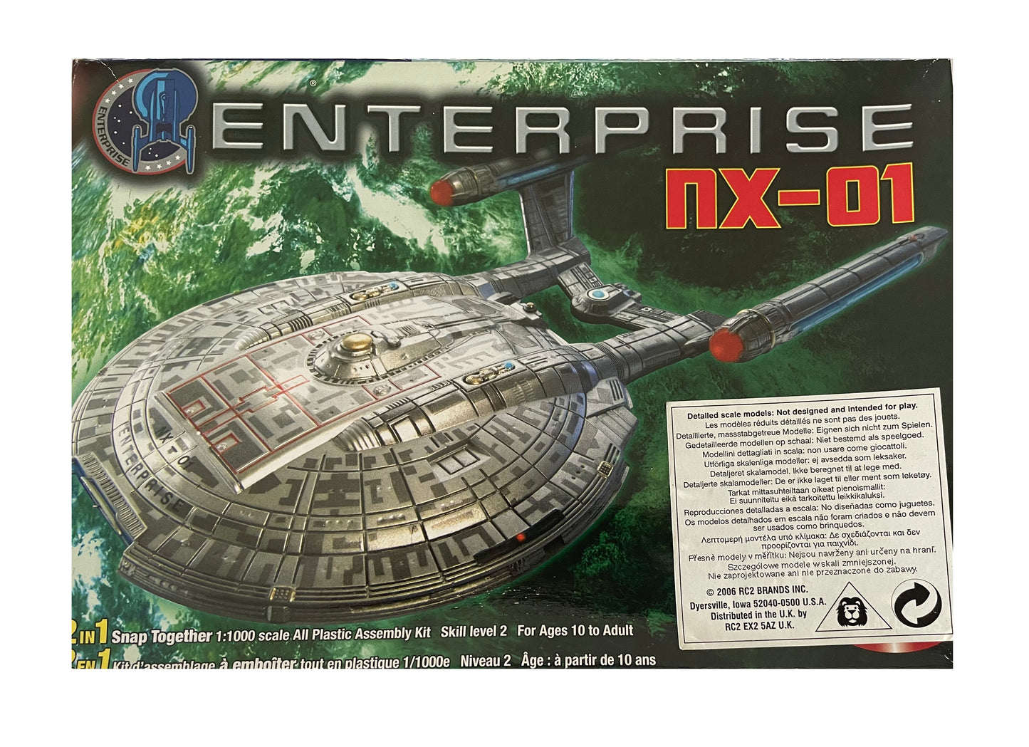Vintage Polor Lights 2006 Star Trek Enterprise NX-01 1/1000 Scale 2 In 1 Snap Together Model Kit