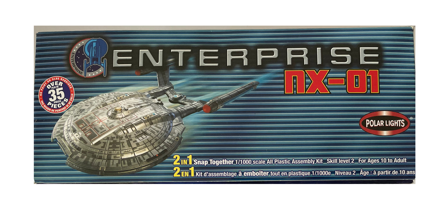 Vintage Polor Lights 2006 Star Trek Enterprise NX-01 1/1000 Scale 2 In 1 Snap Together Model Kit