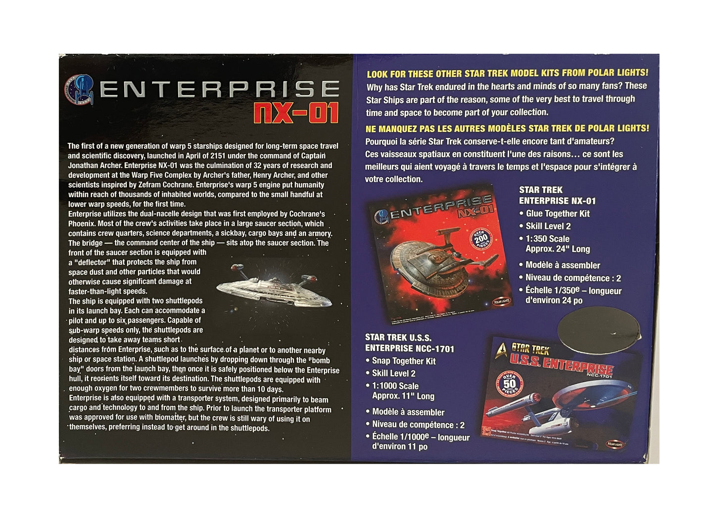Vintage Polor Lights 2006 Star Trek Enterprise NX-01 1/1000 Scale 2 In 1 Snap Together Model Kit