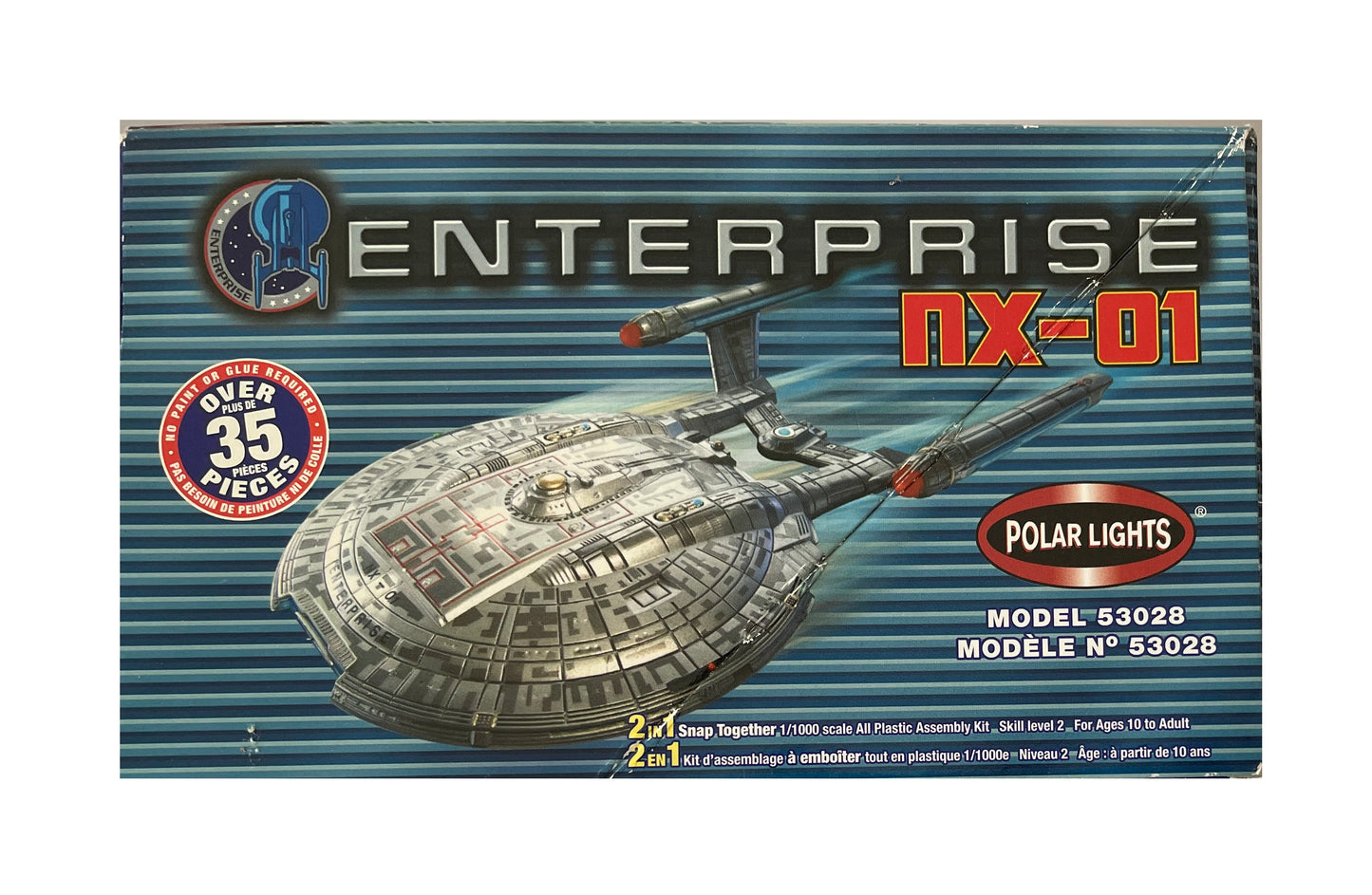 Vintage Polor Lights 2006 Star Trek Enterprise NX-01 1/1000 Scale 2 In 1 Snap Together Model Kit
