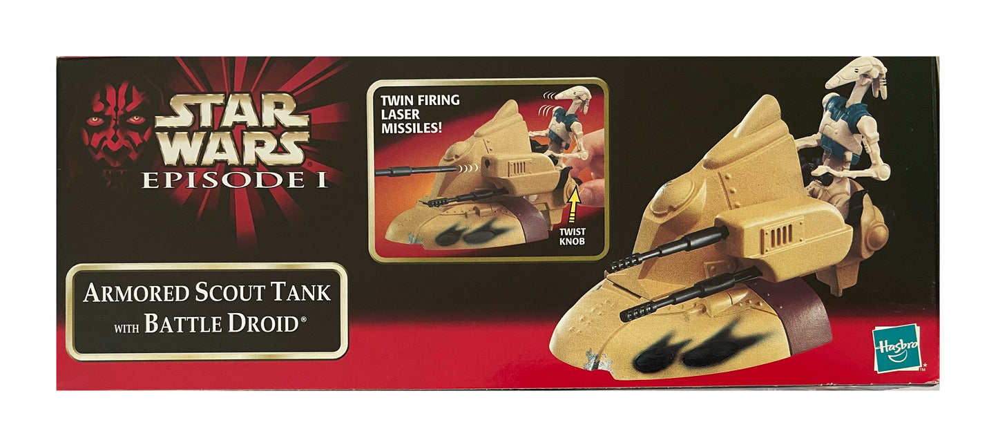 Vintage 1999 Star Wars Episode 1 Armored Scout Tank With Battle Droid Action Figure