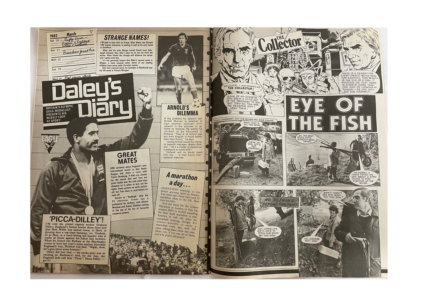 Vintage 1982 Eagle Comic Magazine Number 1 - Fantastic First Free Gift Issue - With Free Space Spinner - 27th March 1982 - Former Shop Stock