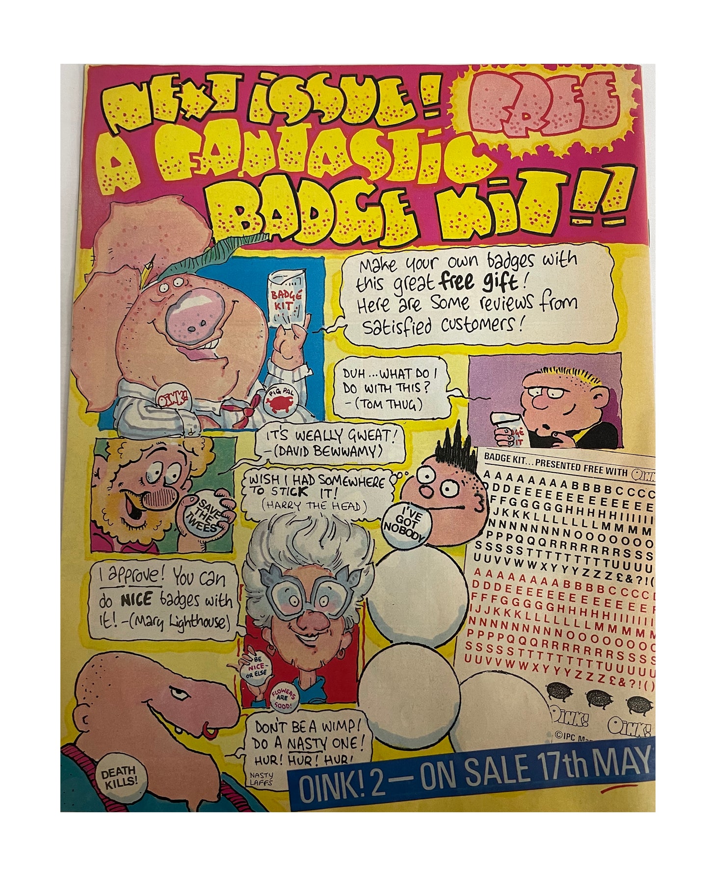 Vintage 1986 Oink Comic Magazine Number 1 - Fantastic First Issue - With Free Record & Free Colour Poster - Oct 24th 1979 - Former Shop Stock