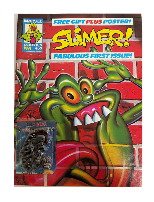 Vintage 1989 Slimer Comic Magazine Number 1 - Fabulous First Issue - With The Free Gift Plus Free Poster - October 1989 - Former Shop Stock