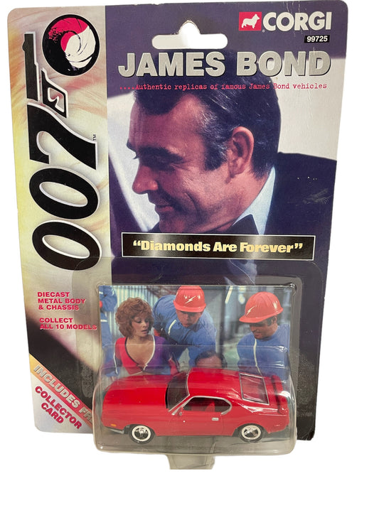 Vintage 1999 Corgi James Bond 007 - Diamonds Are Forever - Ford Mustang Mach 1 1:65 Scale Die-Cast Vehicle Replica Number 99725 - Includes Free Collectors Card