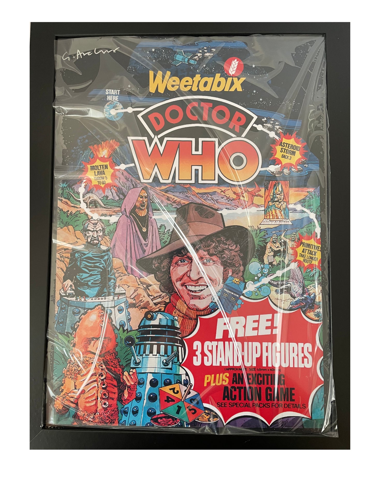 Vintage Doctor Dr Who Framed Display 1977 Weetabix Series II Advertising Poster - Signed by Gordan Archer The Artist - Mint Condition