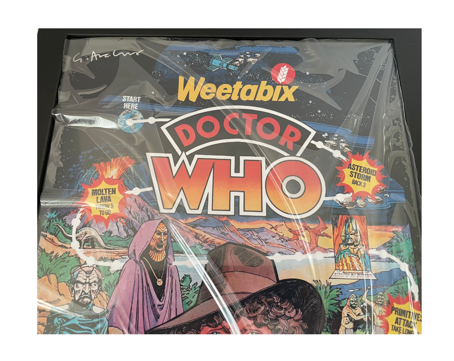 Vintage Doctor Dr Who Framed Display 1977 Weetabix Series II Advertising Poster - Signed by Gordan Archer The Artist - Mint Condition