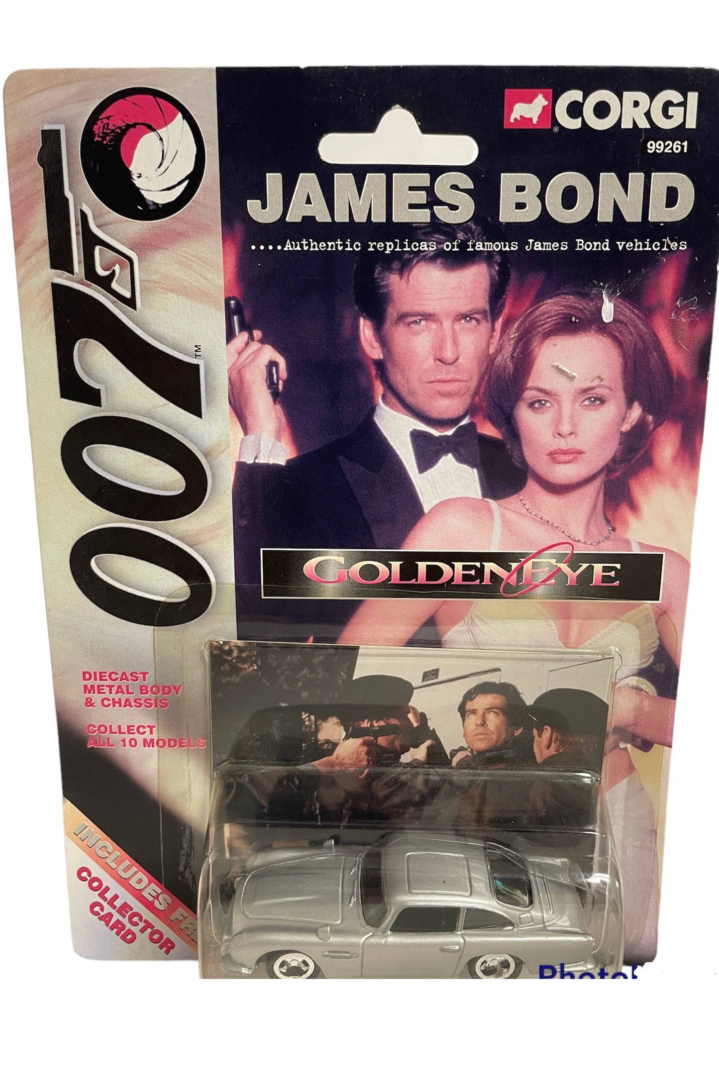 Vintage 1999 Corgi James Bond 007 - Goldeneye - Aston Martin DB5 1:65 Scale Die-Cast Vehicle Replica Number 99261 - Includes Free Collectors Card - Brand New Factory Sealed Shop Stock Room Find