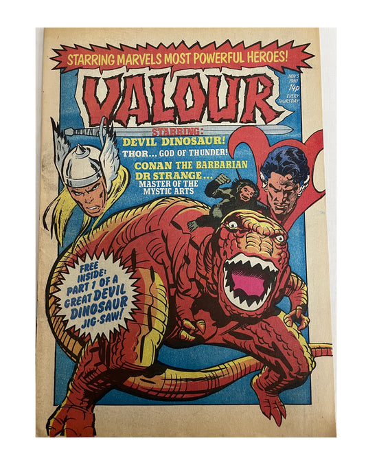 Vintage 1980 Valour Weekly Comic Magazine Number 1 - Fantastic First Issue - With The Free Jigsaw - Nov 5th 1980 - Former Shop Stock