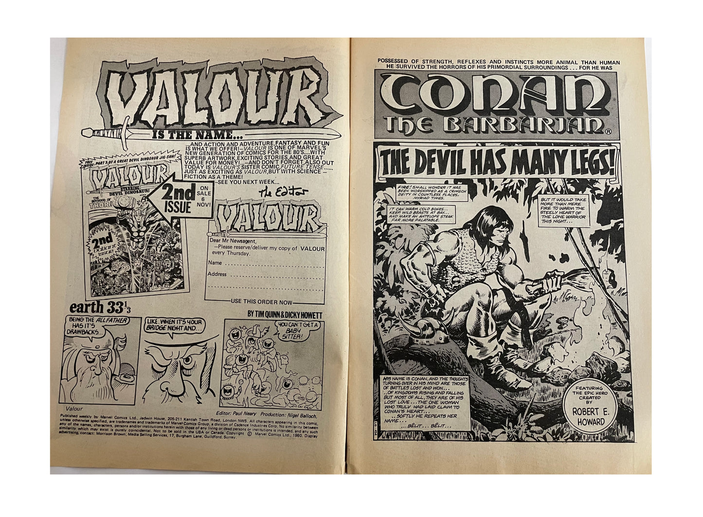Vintage 1980 Valour Weekly Comic Magazine Number 1 - Fantastic First Issue - With The Free Jigsaw - Nov 5th 1980 - Former Shop Stock