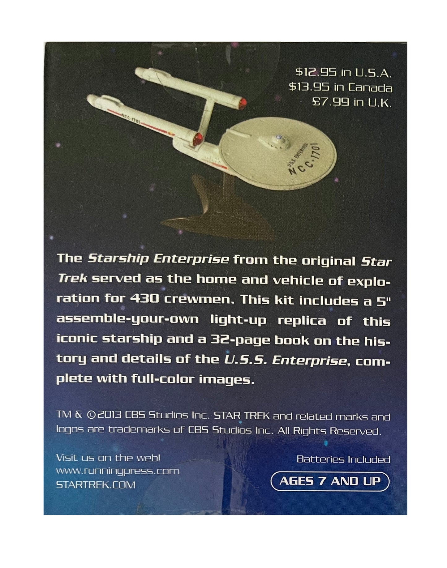 Star Trek Running Press The Original Series Light Up Starship Enterprise NCC-1701 Mega Mini Kit - Brand New Factory Sealed
