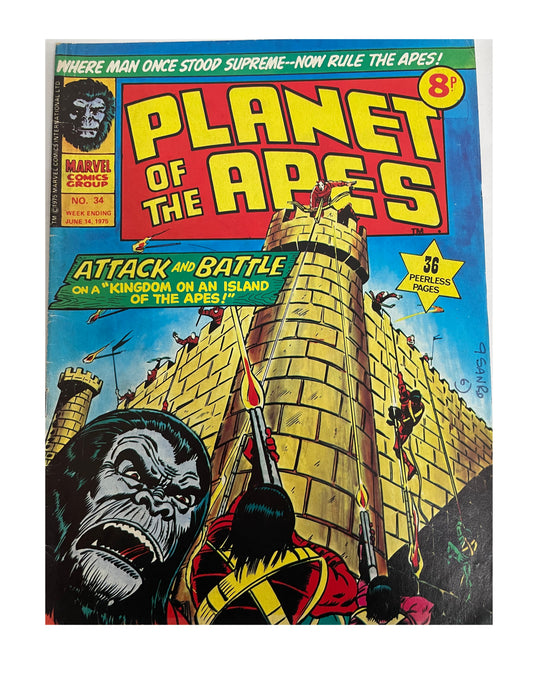 Vintage 1975 Marvels Comics - Planet Of The Apes Comic Issue No. 34 - June 14th 1975