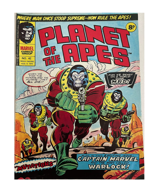 Vintage 1975 Marvels Comics - Planet Of The Apes Comic Issue No. 42 - August 9th 1975 - Former Shop Stock