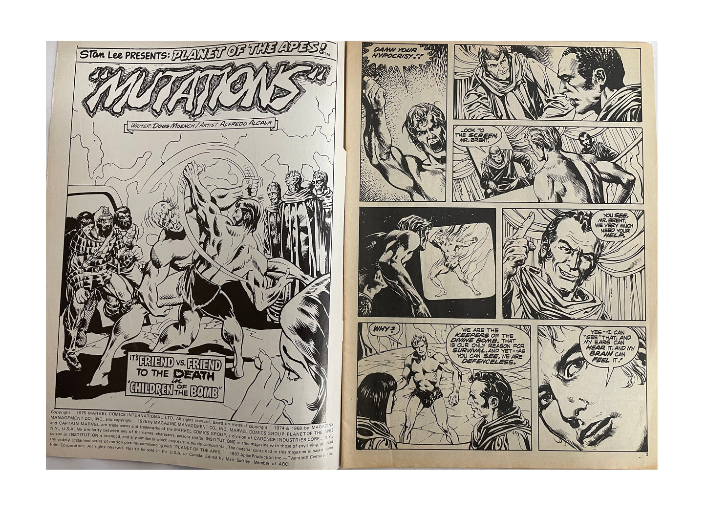 Vintage 1975 Marvels Comics - Planet Of The Apes Comic Issue No. 42 - August 9th 1975 - Former Shop Stock