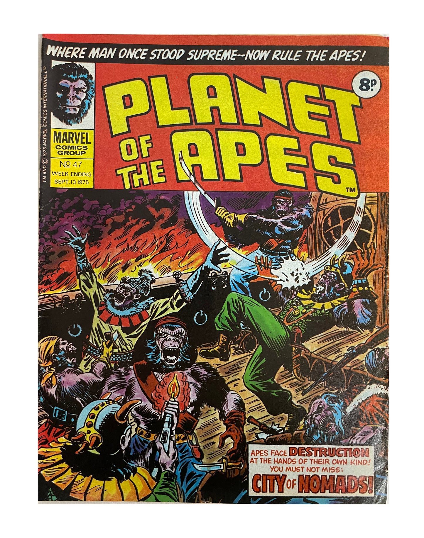 Vintage 1975 Marvels Comics - Planet Of The Apes Comic Issue No. 47 - September 13th 1975
